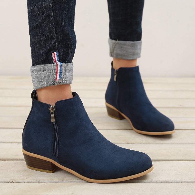 Elise Vegan Suede Block-Heel Ankle Boots
