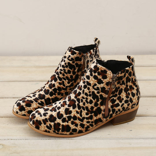 Lily Leopard Print Block-Heel Ankle Boots