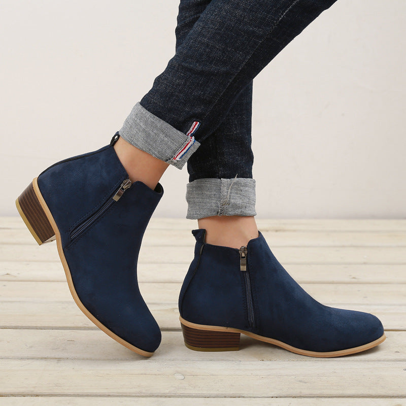 Elise Vegan Suede Block-Heel Ankle Boots