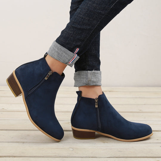 Elise Vegan Suede Block-Heel Ankle Boots