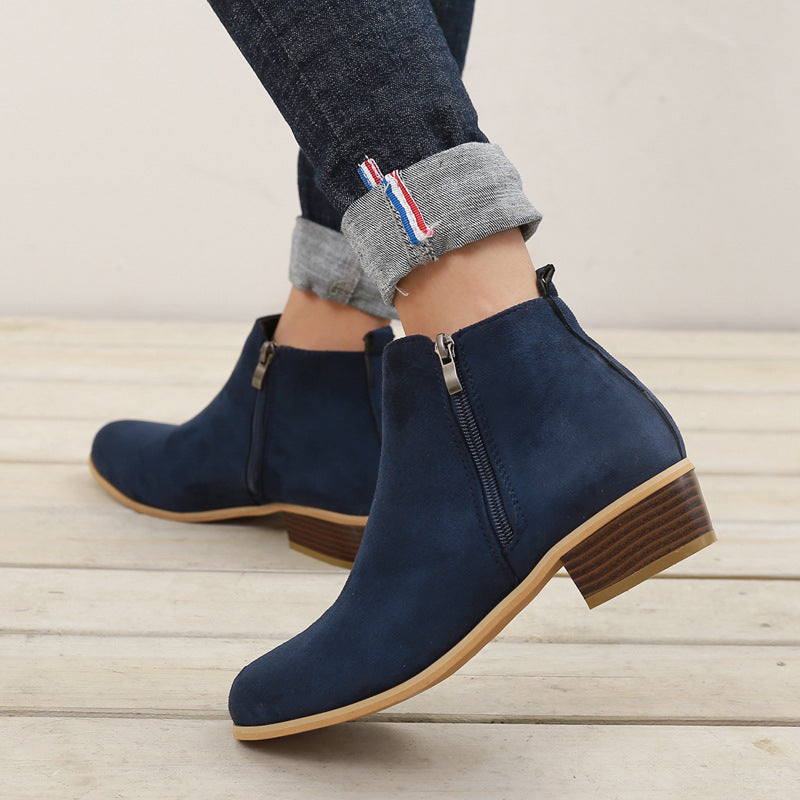 Elise Vegan Suede Block-Heel Ankle Boots