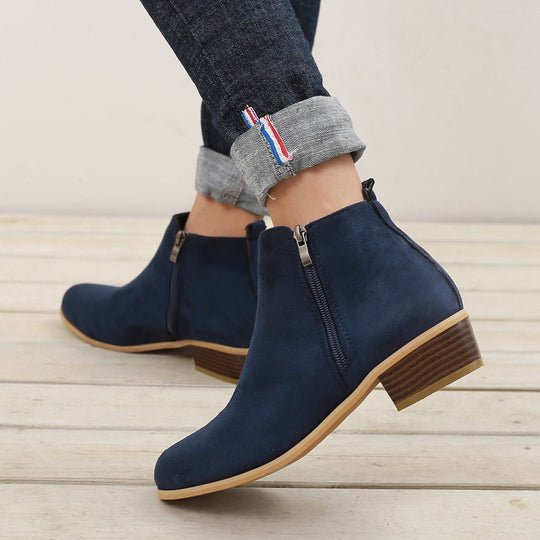 Elise Vegan Suede Block-Heel Ankle Boots