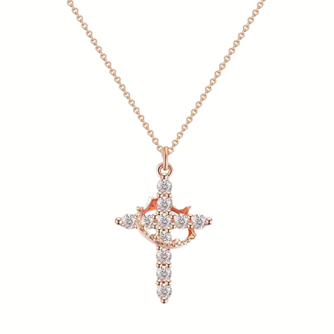 Aurelia Crown Cross Necklace
