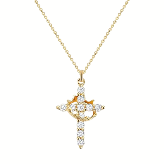Aurelia Crown Cross Necklace