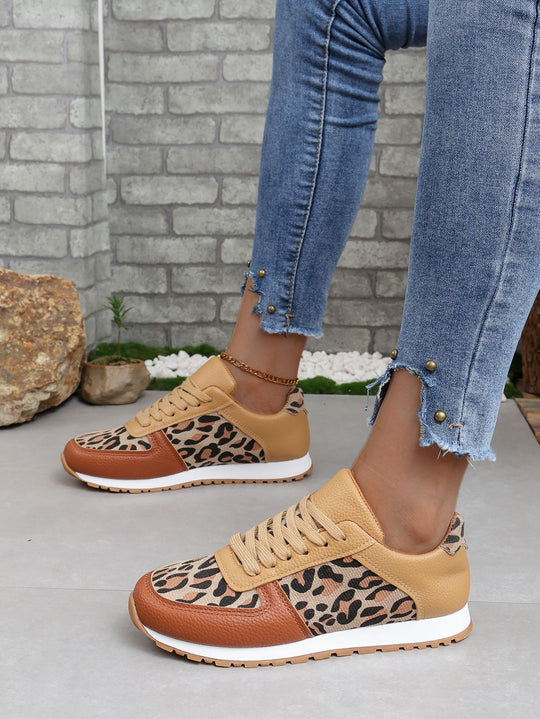Clara Vegan Leather Leopard Print Trainers