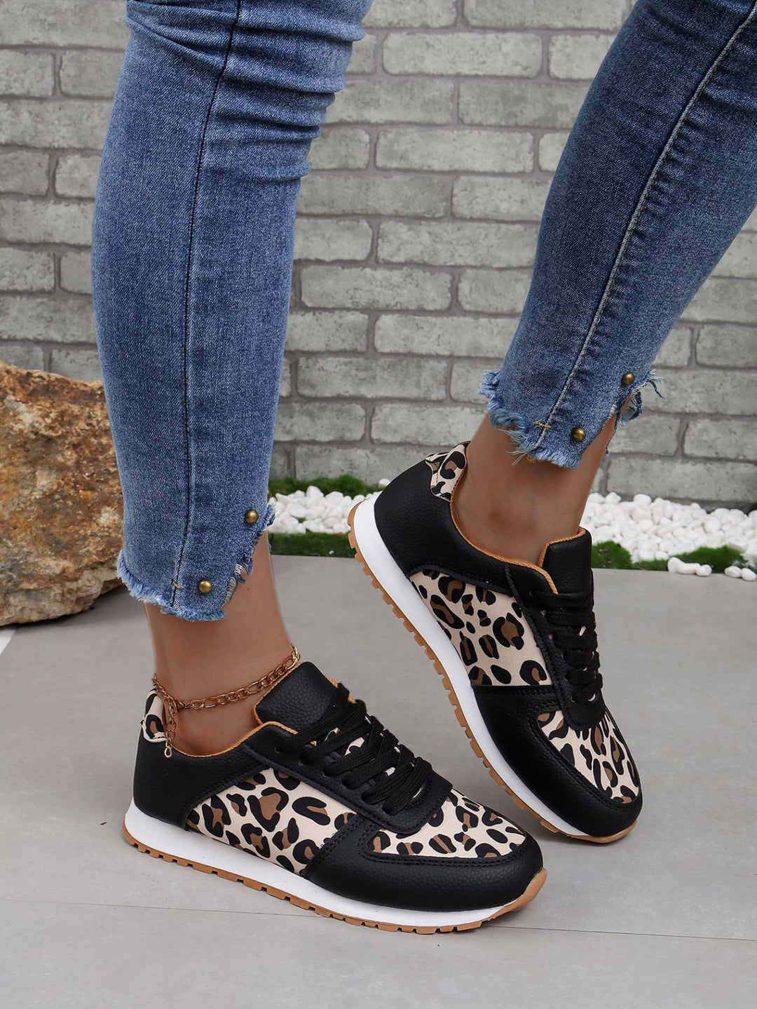 Clara Vegan Leather Leopard Print Trainers