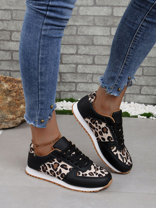 Clara Vegan Leather Leopard Print Trainers
