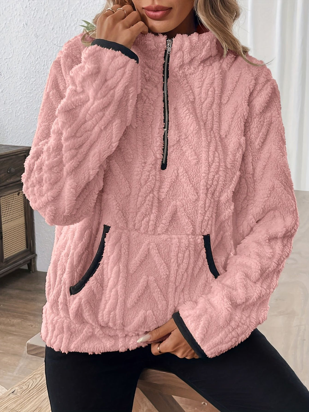 Rose Cosy Half Zip Jumper