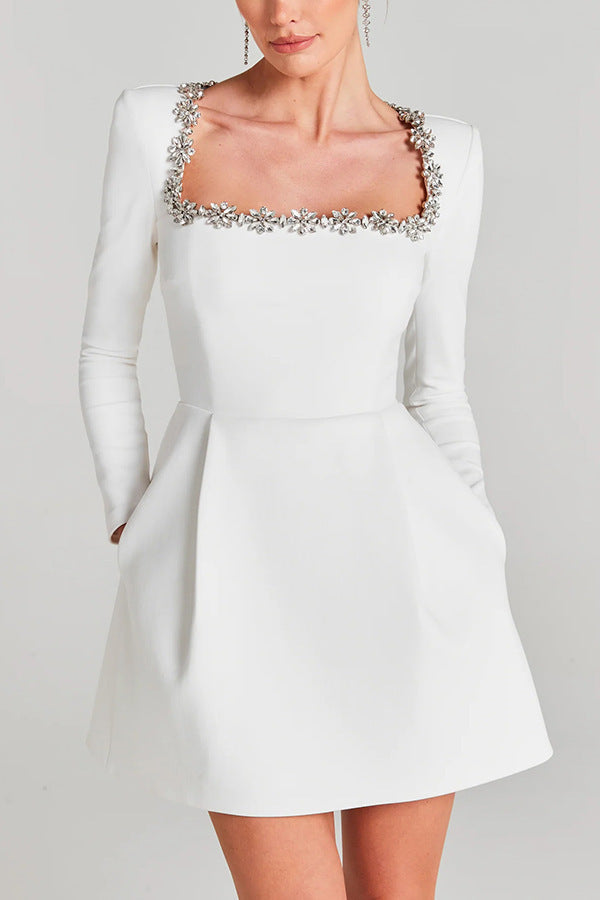 Mary Crystal-Neck Mini Dress