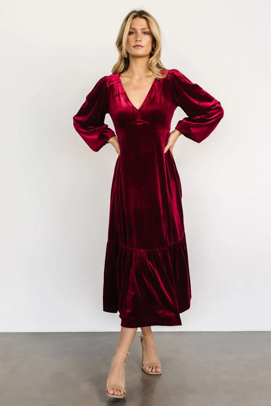 Rose Velvet Midi Dress