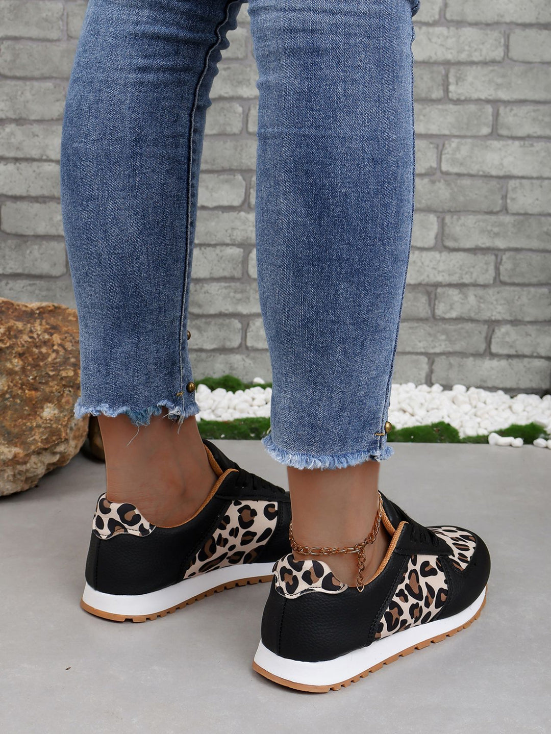 Clara Vegan Leather Leopard Print Trainers