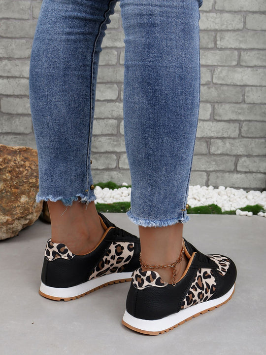 Clara Vegan Leather Leopard Print Trainers