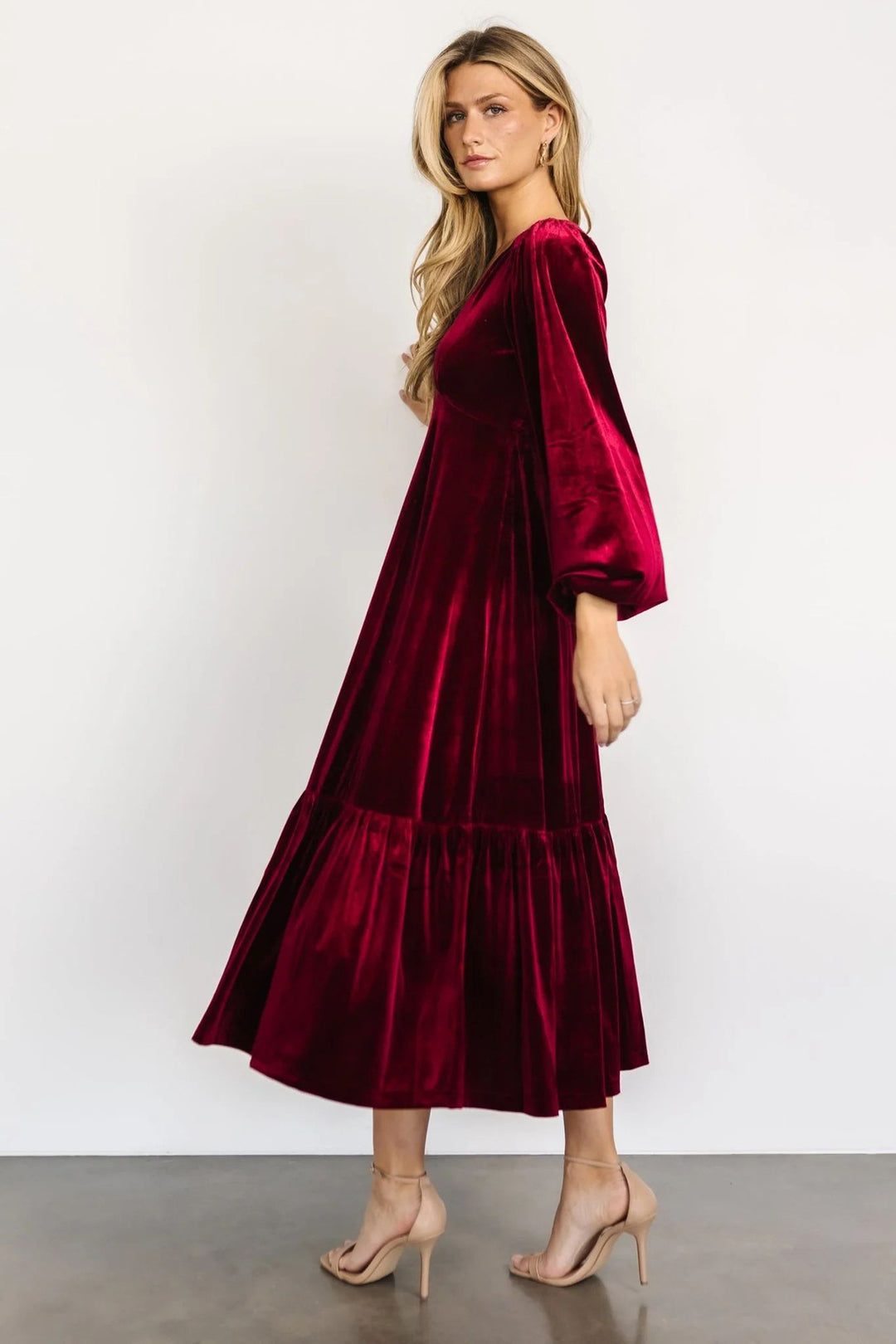 Rose Velvet Midi Dress