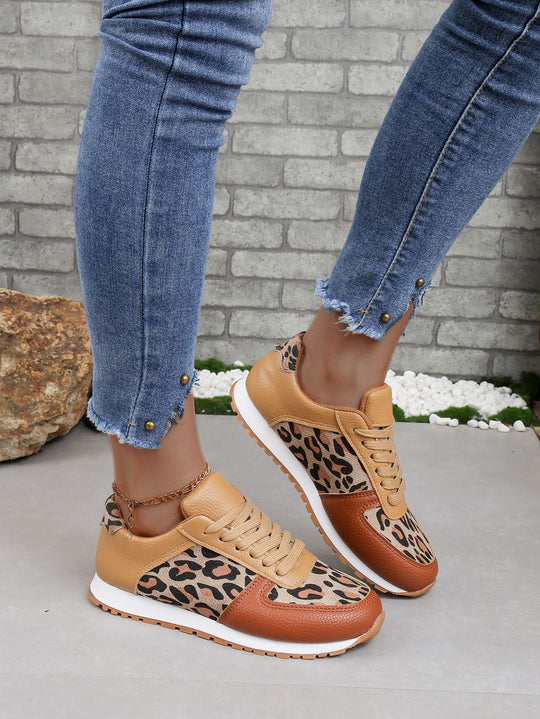 Clara Vegan Leather Leopard Print Trainers