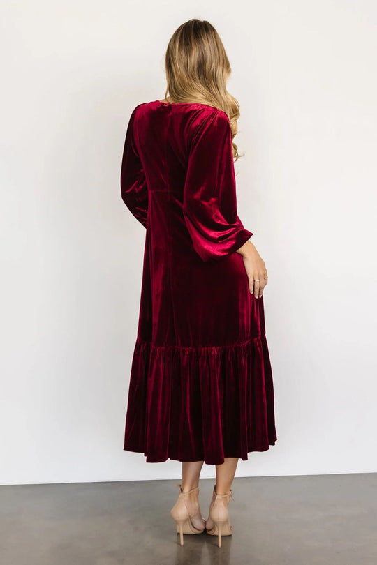 Rose Velvet Midi Dress