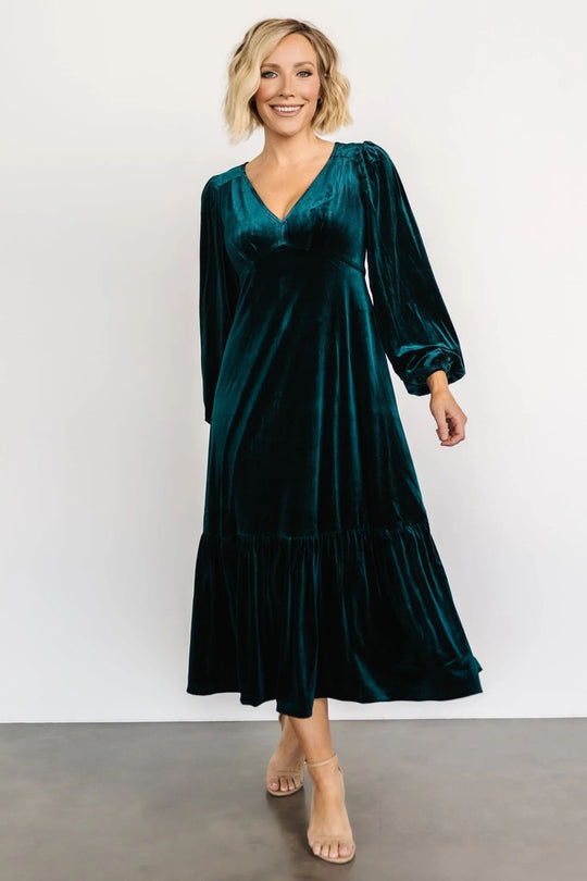 Rose Velvet Midi Dress